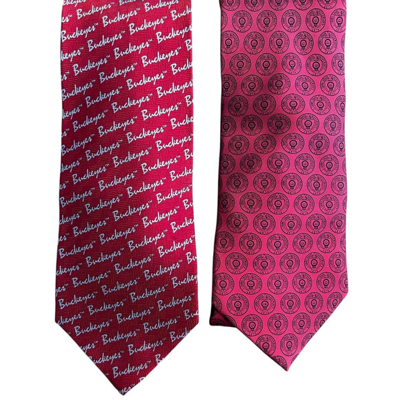Ohio State Buckeyes Tie Bundle 2 pc Set Lot Classic Red Silk Maroon Necktie‎ (15 - Picture 1 of 9